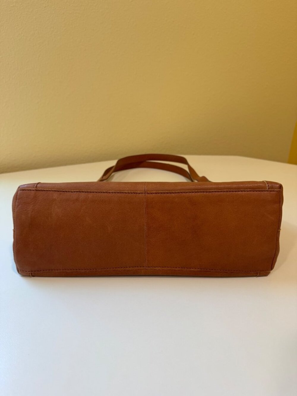 American Leather Co. Liberty Shopper Tote Bag Cognac Brown Genuine Leather - Picture 13 of 16